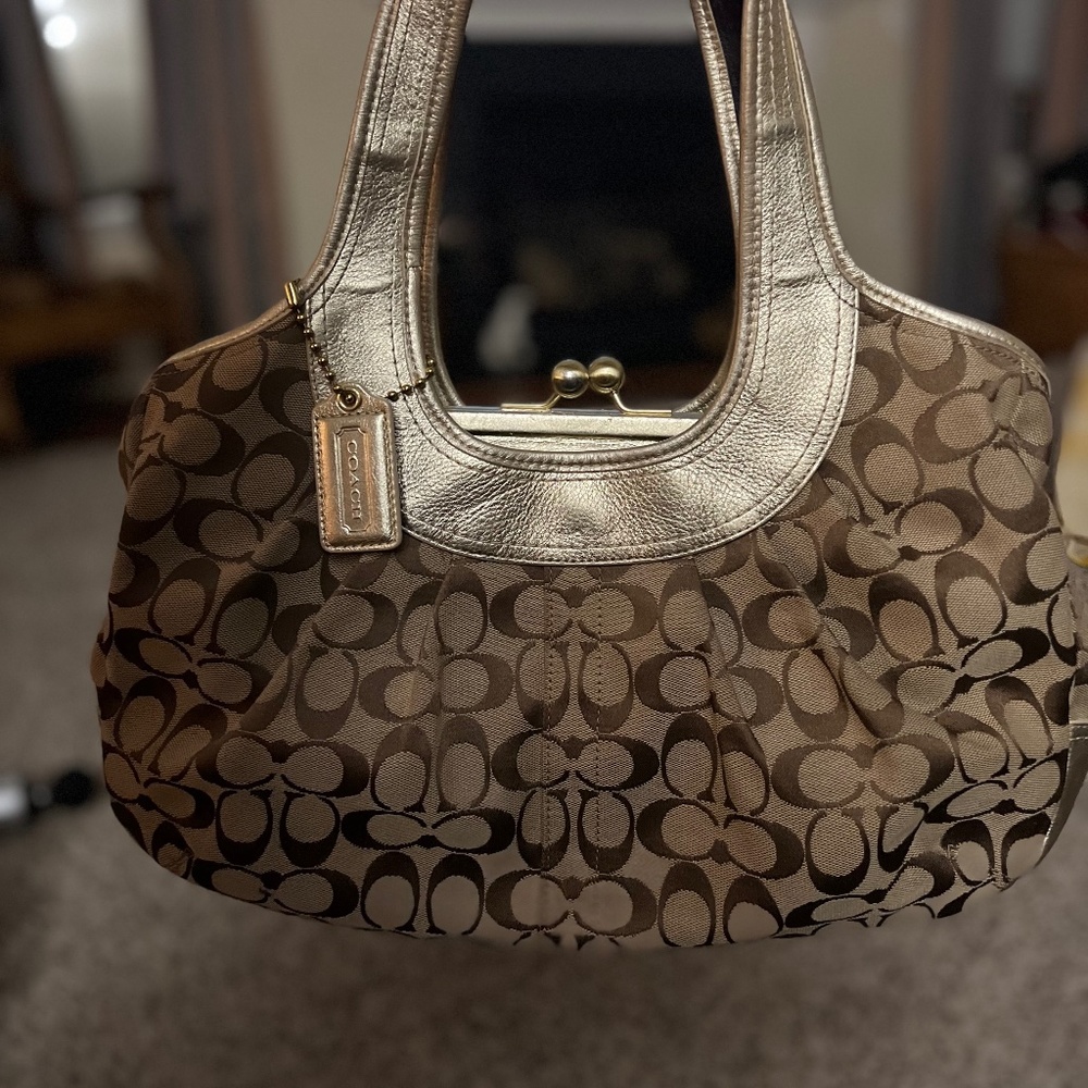 Coach Ergo Signature Shoulder Handbag with Kiss Lock